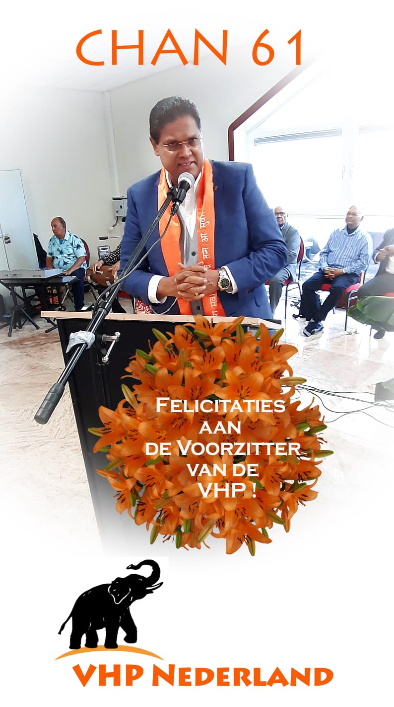 Voorzitter Santokhi, Gefeliciteerd names VHP Nederland