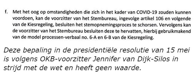 OKB protesteert tegen resolutie president; in strijd met wet