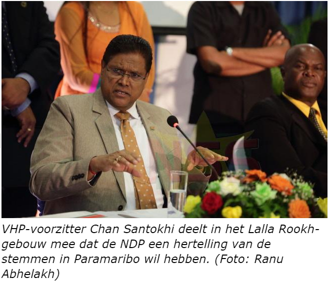 NDP wil hertelling van stemmen in Paramaribo
